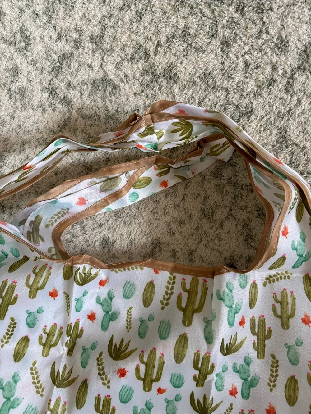 Desert Cactus Poly Canvas Large Tote Travel Bag Built in Case NWT 22x23”